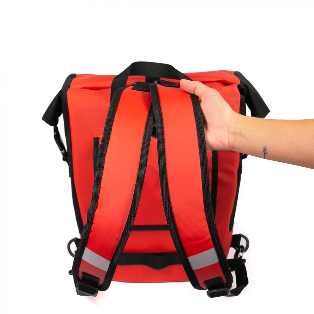 Haberland Bike-Rucksack H2O schwarz/rot - wasserdichte Gepäckträgertasche mit Tragesystem