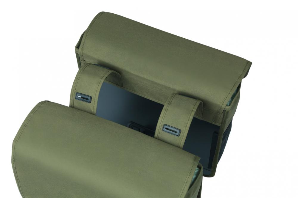 Basil Go Doppelpacktasche 32 Liter dunkelgrün - 14x27x31 cm, Universal-Bridge System, reflektierend