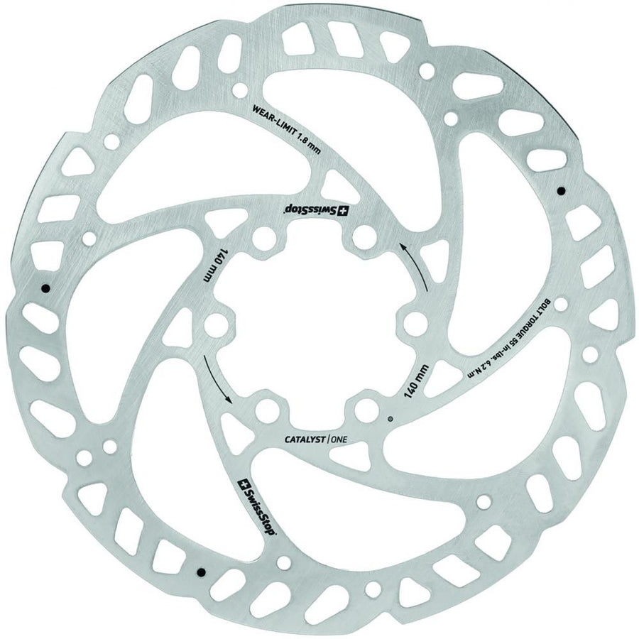 SwissStop Catalyst One 6-Loch Bremsscheibe 140 mm - Hochleistungs-Bremsscheibe mit Verschleißindikatoren