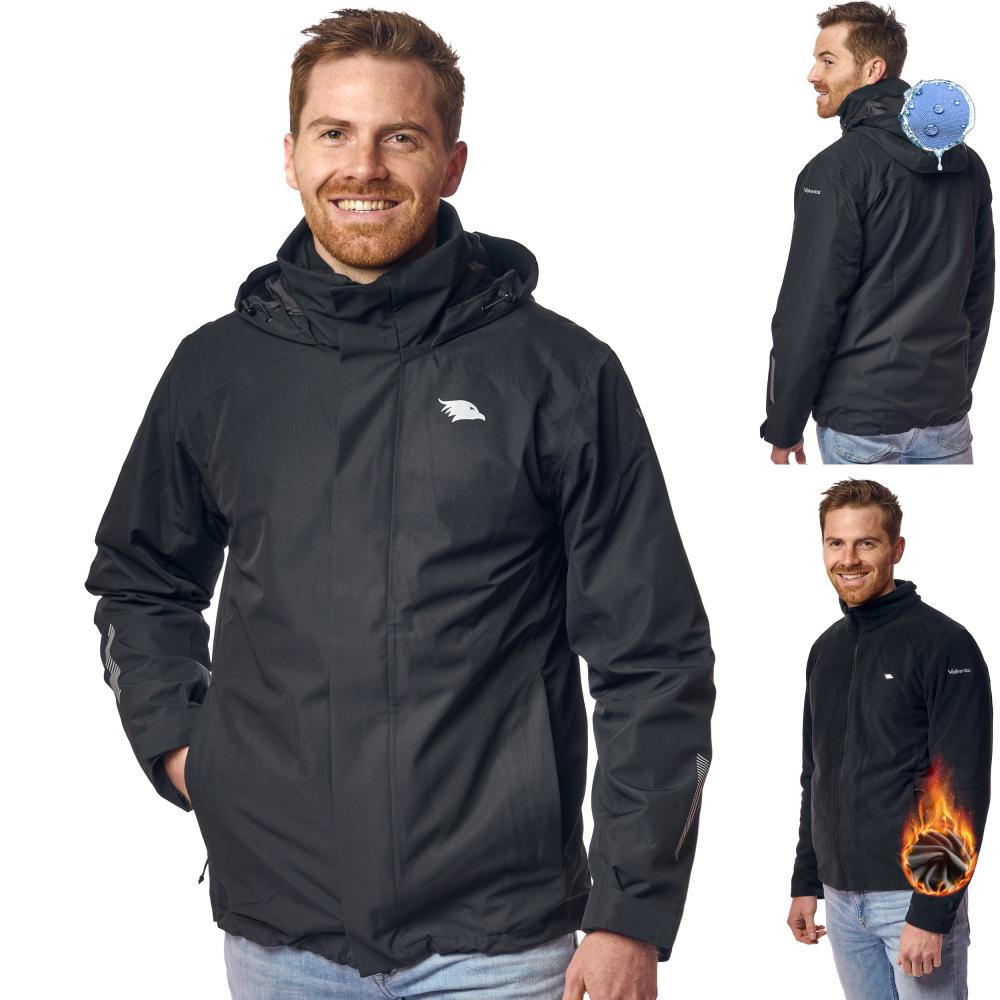 Valkental Jacke 3in1 Smart Jacket wasserdichte Jacke mit Fleece Zipp-In Herren L schwarz