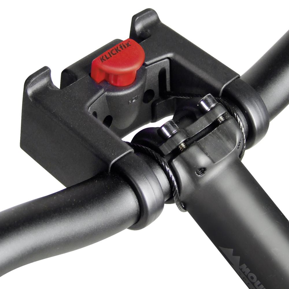 KLICKfix Lenkeradapter 22-26mm, glasfaserverstärkt, für Taschen, Körbe, Kartenhalter, sichere Seilabspannung, max. 7kg.