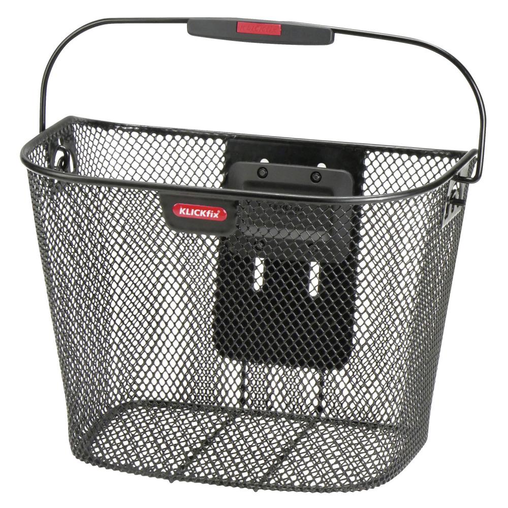 KLICKfix Uni Fahrradkorb schwarz Lenkerkorb 16 L, feinmaschig, höhenverstellbar, mit Adapterplatte