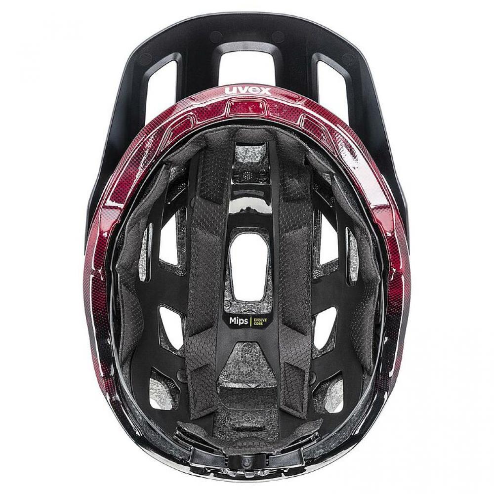 uvex react MIPS MTB-Helm black-ruby red matt, Größe 52-56 cm, MIPS-Schutz, IAS-System, Funktionspolster, leicht, stoßfest, top Belüftung
