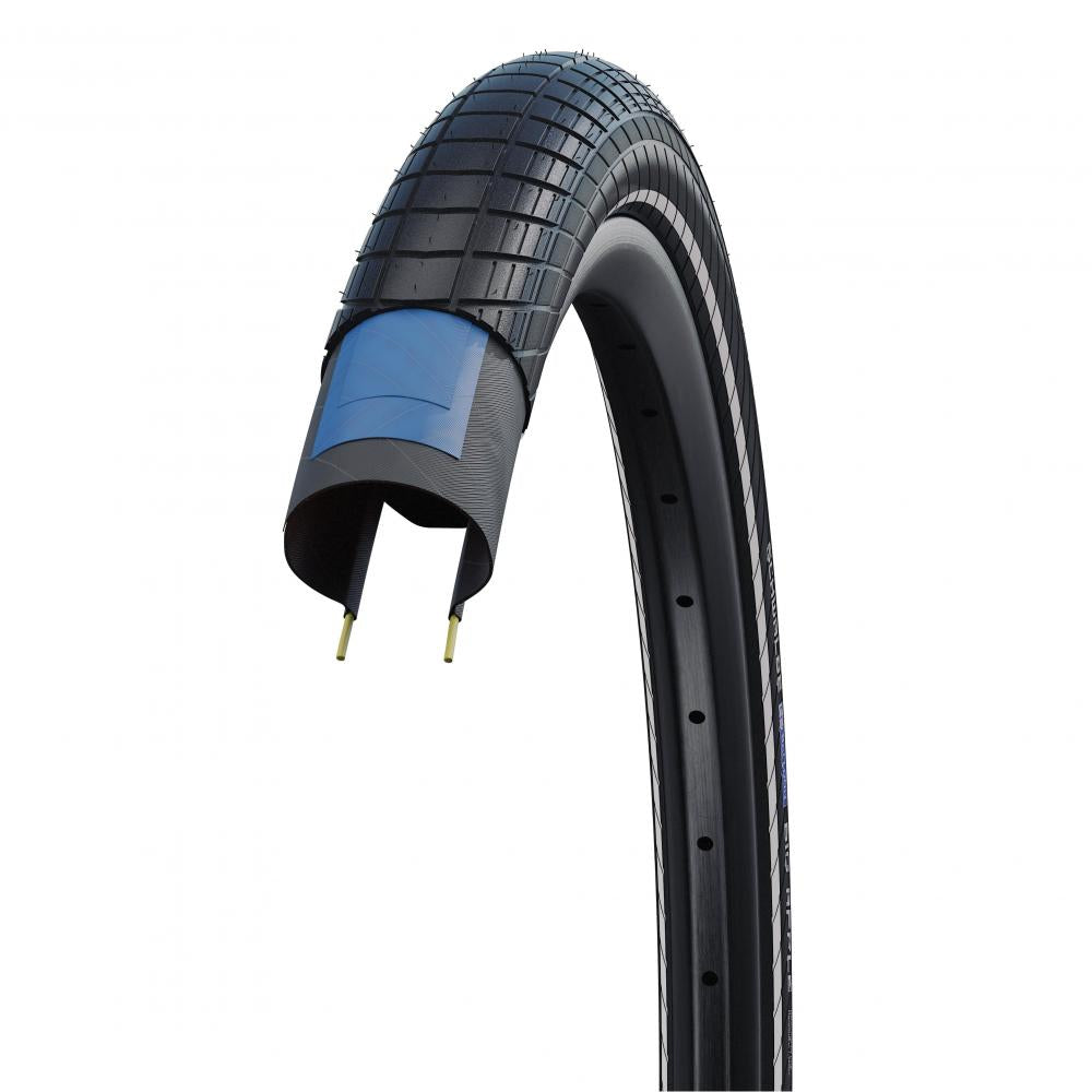 Schwalbe Big Apple 26x2.35 Reifen 60-559: Querschnitt mit ADDIX RaceGuard Pannenschutz und Performance Line Profil.