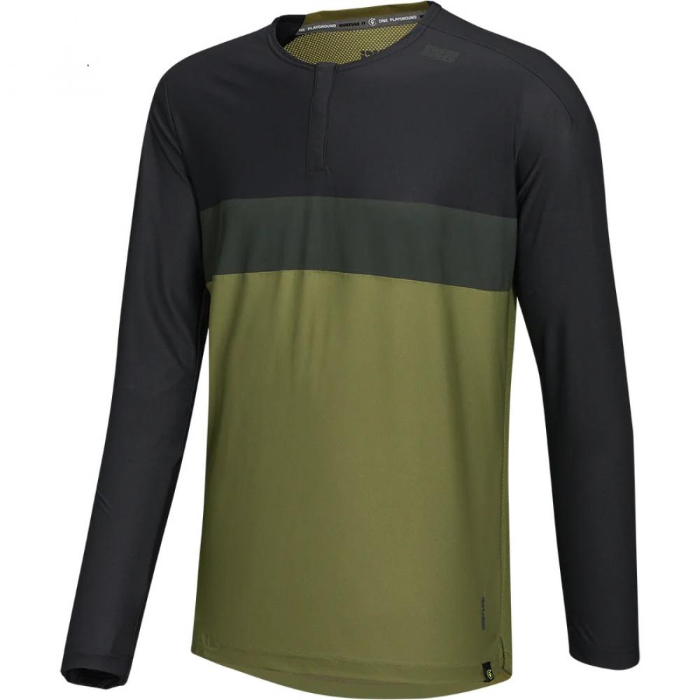 IXS Sports Division iXS Flow XTG Long Sleeve Henley XL Olive/Black - atmungsaktives Bike-Langarmshirt