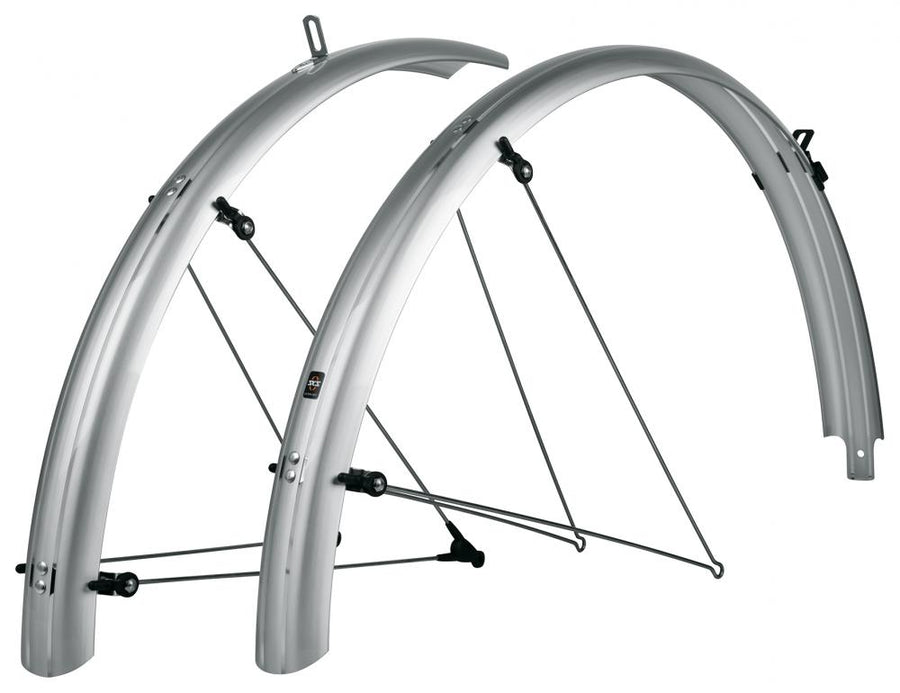 SKS Bluemels Basic 28 Schutzblech-Set - silber 55 mm breit für 28 Fahrräder geeignet für Reifenbreiten von 32-47 mm mit ASR-Sicherheitssystem