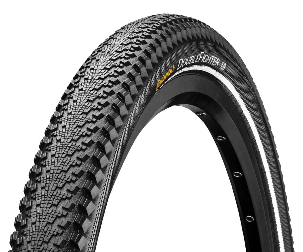 Continental Double Fighter III 20x1.75" 47-406 Drahtreifen schwarz Reflex, Profil und Seitenwand dargestellt.