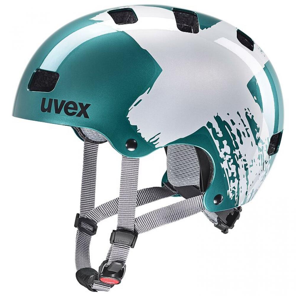 Uvex Kid 3 Kinder-Fahrradhelm teal-silver 51-55 cm - robuster Hartschalenhelm mit EPS-Innenschale, IAS-Größenanpassung, Monomatic-Verschluss und 10 Belüftungsöffnungen