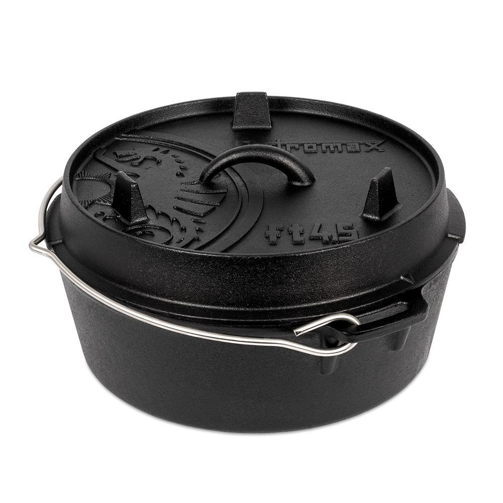 Petromax Feuertopf ft4.5 ohne Füße, 3,5 l Gusseisen, für 2-5 Personen, ideal für Camping und Backofen, Deckel als Pfanne nutzbar