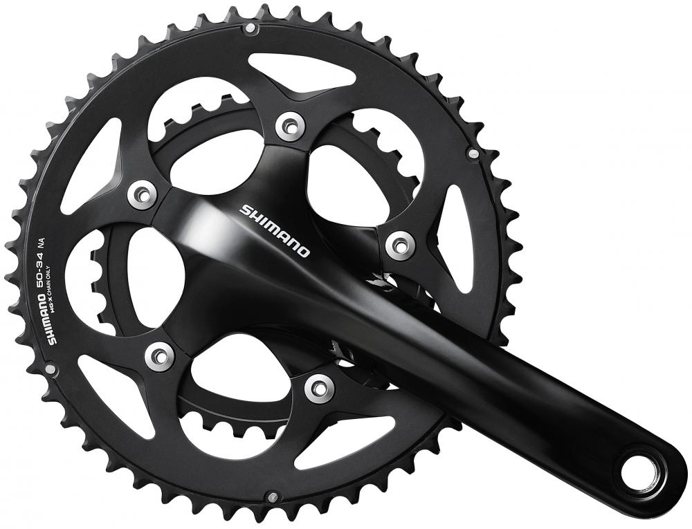 SHIMANO Kurbelgarnitur FC-RS400 10-fach, 175 mm, 50-34 Zähne, 34 Zähne, Schwarz