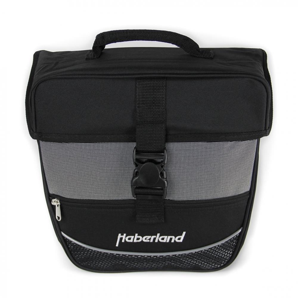 Haberland Einsteiger-Serie schwarz / silber - robuste Gepäckträgertasche für Alltag und Tour