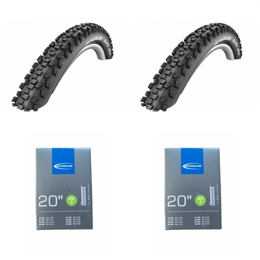 Schwalbe 2x Reifen Drahtreifen BLACK JACK Kevlar Guard 47-406 20x1.90 + 2x AV7