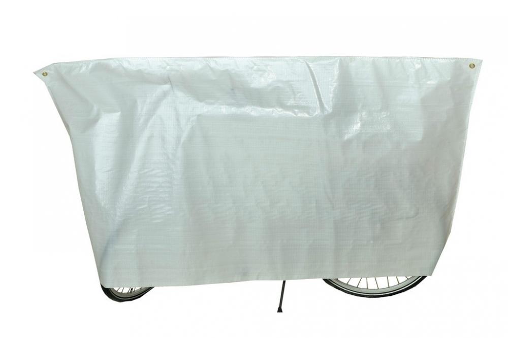 VK International Fahrradschutzhülle VK Fahrradschutzhülle Classic â Robuste weiße Abdeckung (110x210 cm) mit Ösen und Leine - schützt vor Witterungseinflüssen wie Regen Schnee und Staub - FahrradSchutzhuelle