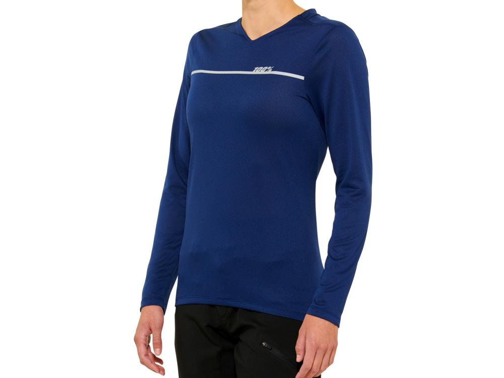 100% Ridecamp Womens Long Sleeve Jersey XL navy - atmungsaktives MTB-Damenjersey