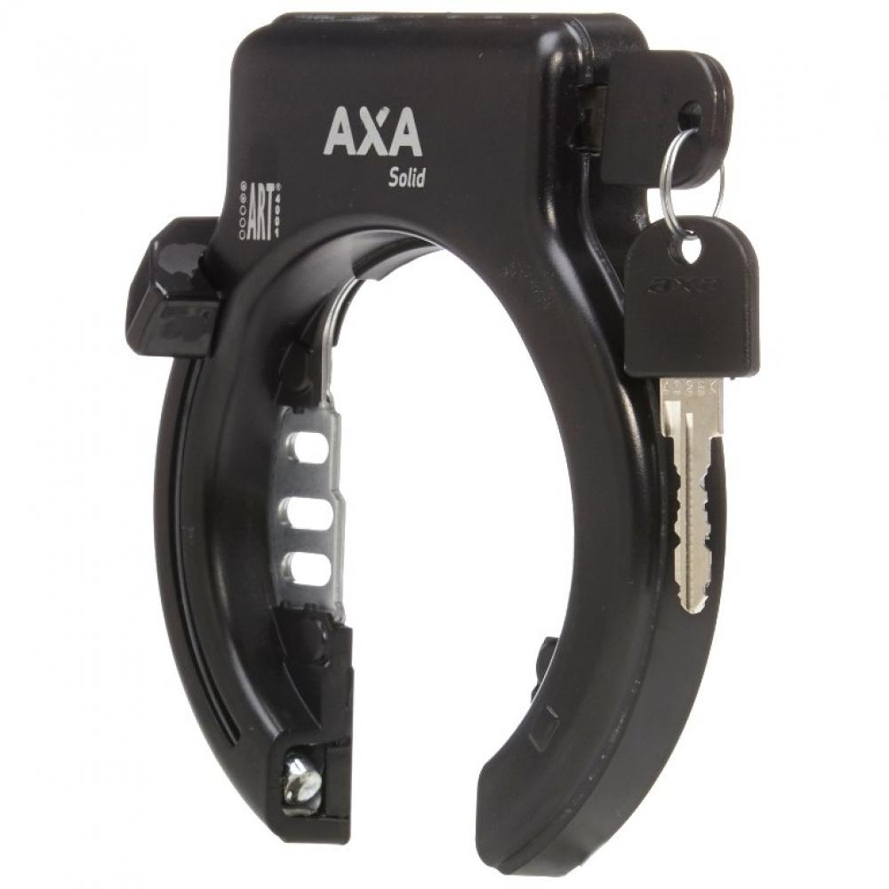 AXA Rahmenschloss Solid schwarz: Stabiles Fahrradschloss zur Rahmenmontage mit gehärtetem Stahlbügel und Schlüssel.