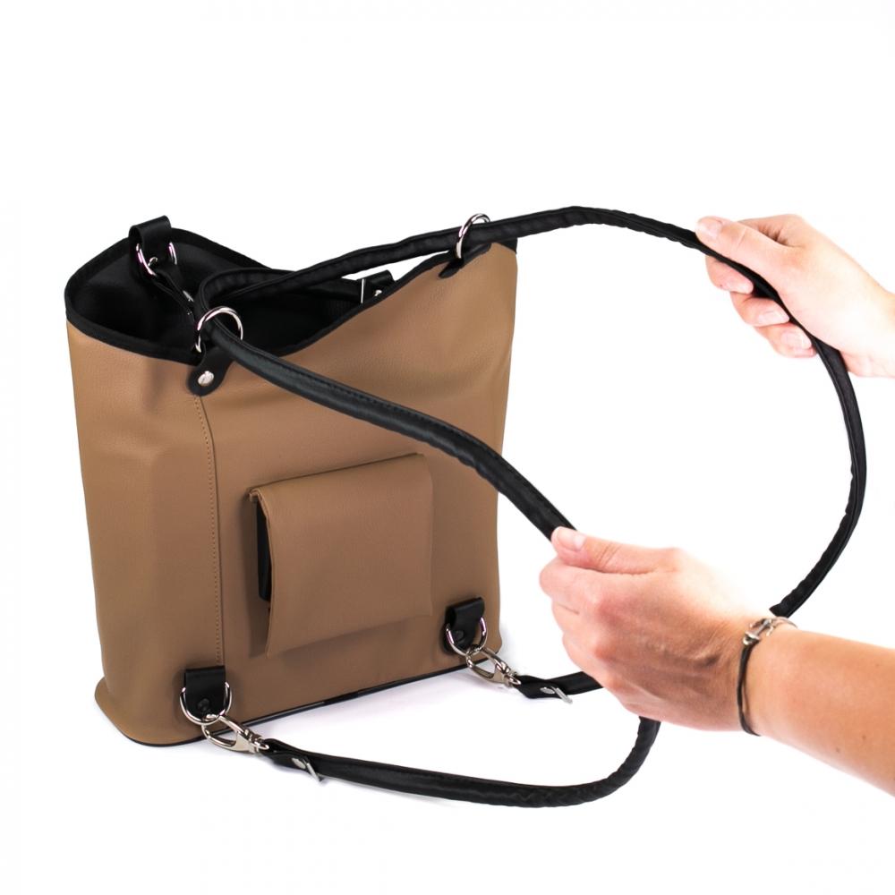 Haberland Lenkertasche Melanie hellbraun/schwarz beige - flexible Rucksack-Lenkerlösung