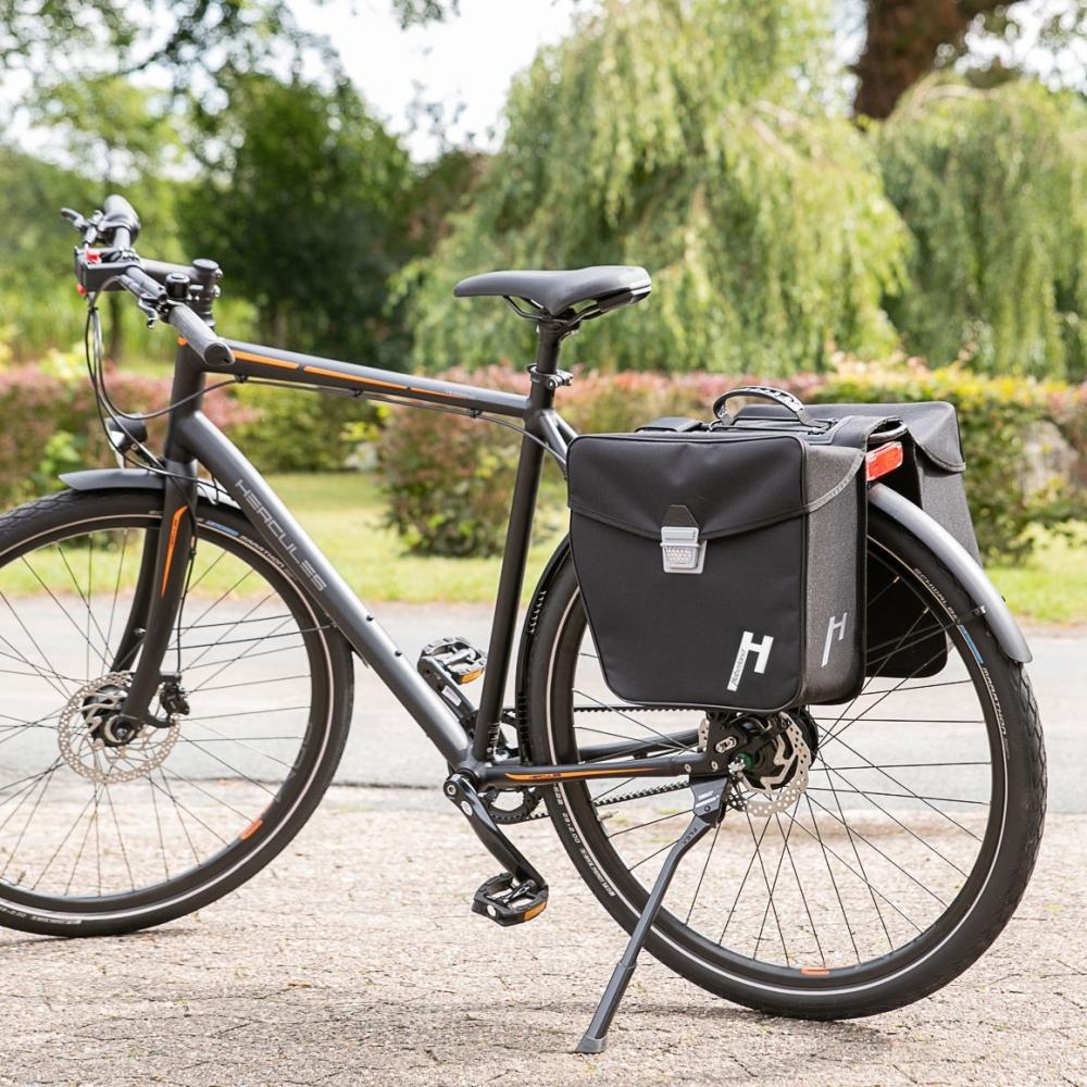 Haberland Doppeltasche 31l Pur schwarz - robuste Gepäckträgertasche mit viel Stauraum