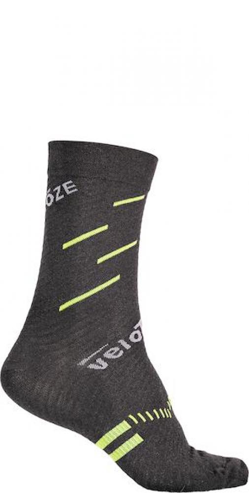 VeloToze Socken Merinowolle L/XL Schwarz/Gelb - Aktive Kompression & Temperaturregulierung