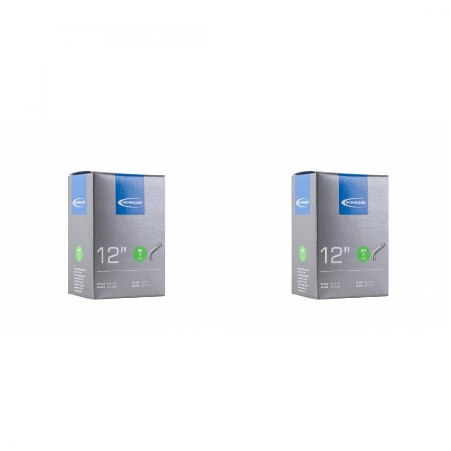 Schwalbe Schlauch-Set AV1 2 Stück, 12 Zoll, 47/62-203, 12x1.752.10\", 45° Winkel-Autoventil, für Kinder- und Anhängerreifen