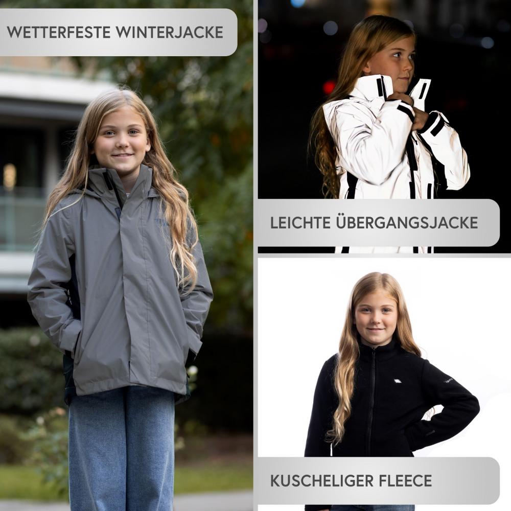 Valkental Kinderjacke 3in1 mit Fleece Zipp-In 158-164 grau