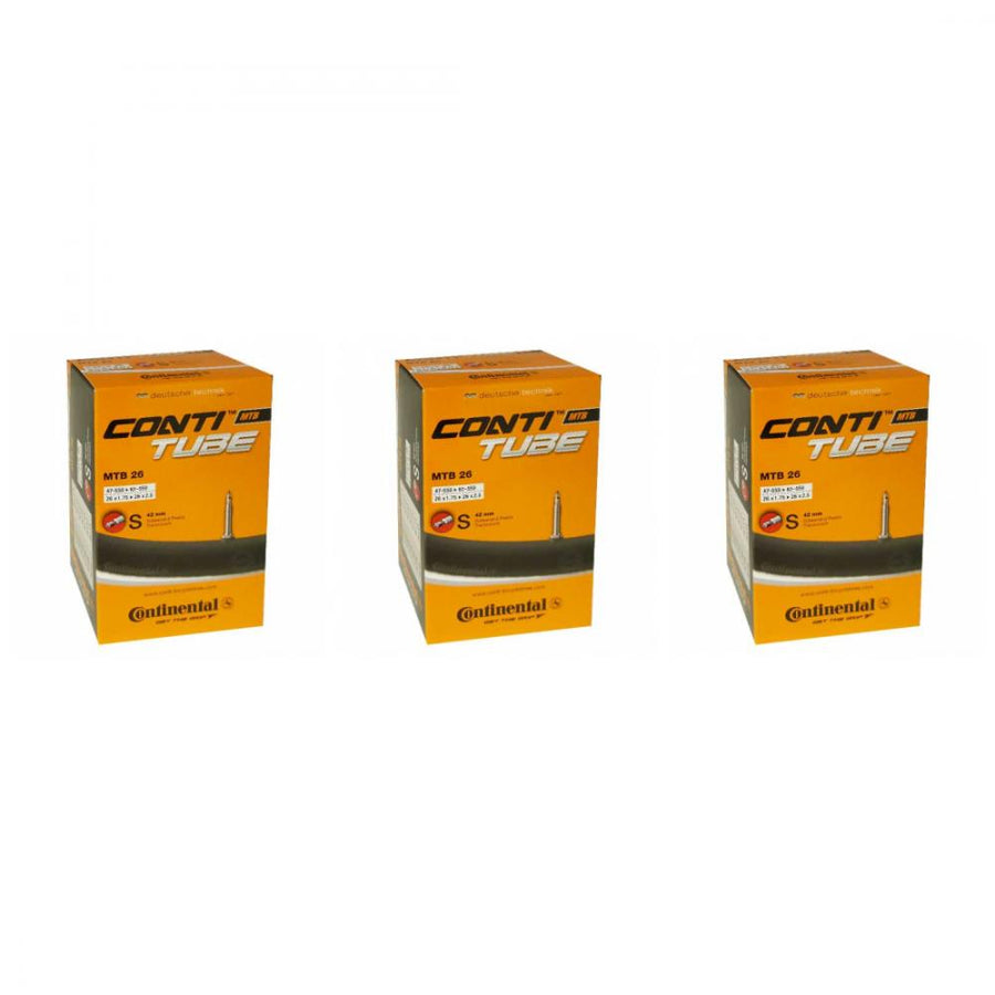 3x Continental Conti MTB 26 Fahrradschläuche für 26x1.75-2.50 Zoll Reifen mit Sclaverandventil