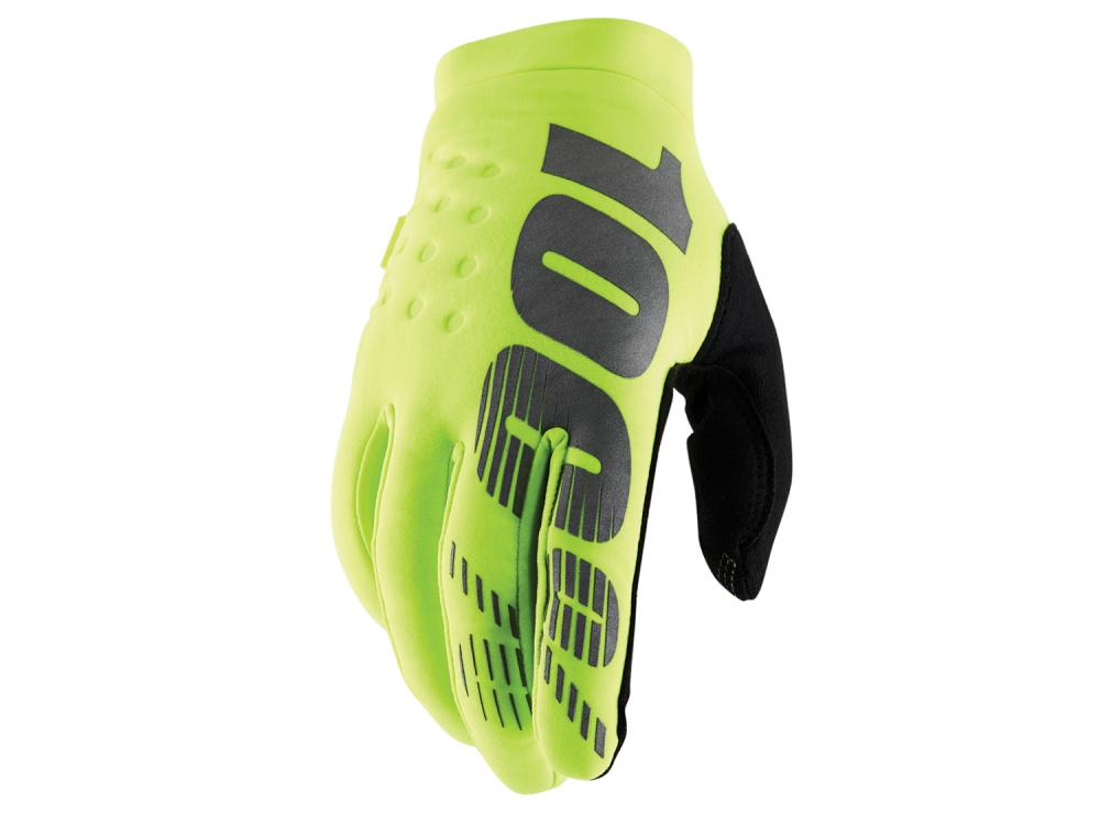 100% Brisker Cold Weather Glove L Fluo Yellow / Black - warmer MTB-Handschuh mit Top-Grip