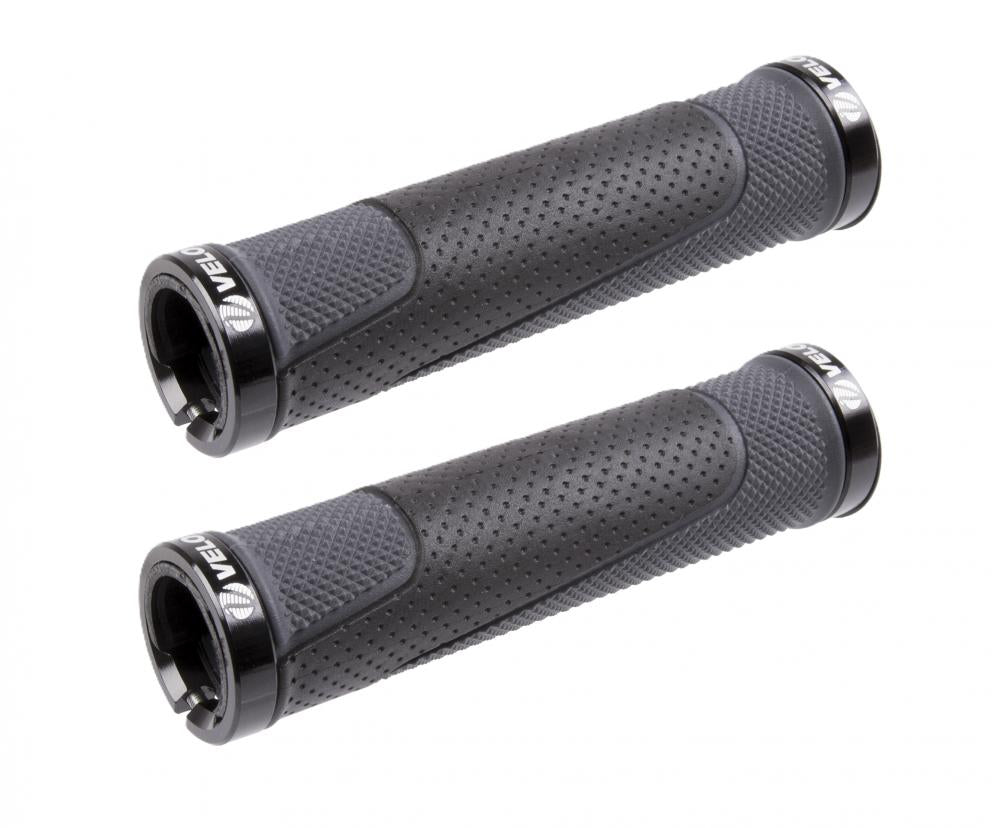 D3 Alu-gel Schraubgriffe 130 mm Schwarz-grau - 3-komponenten‑gel, Alu-klemmringe, Inkl. Endstopfen