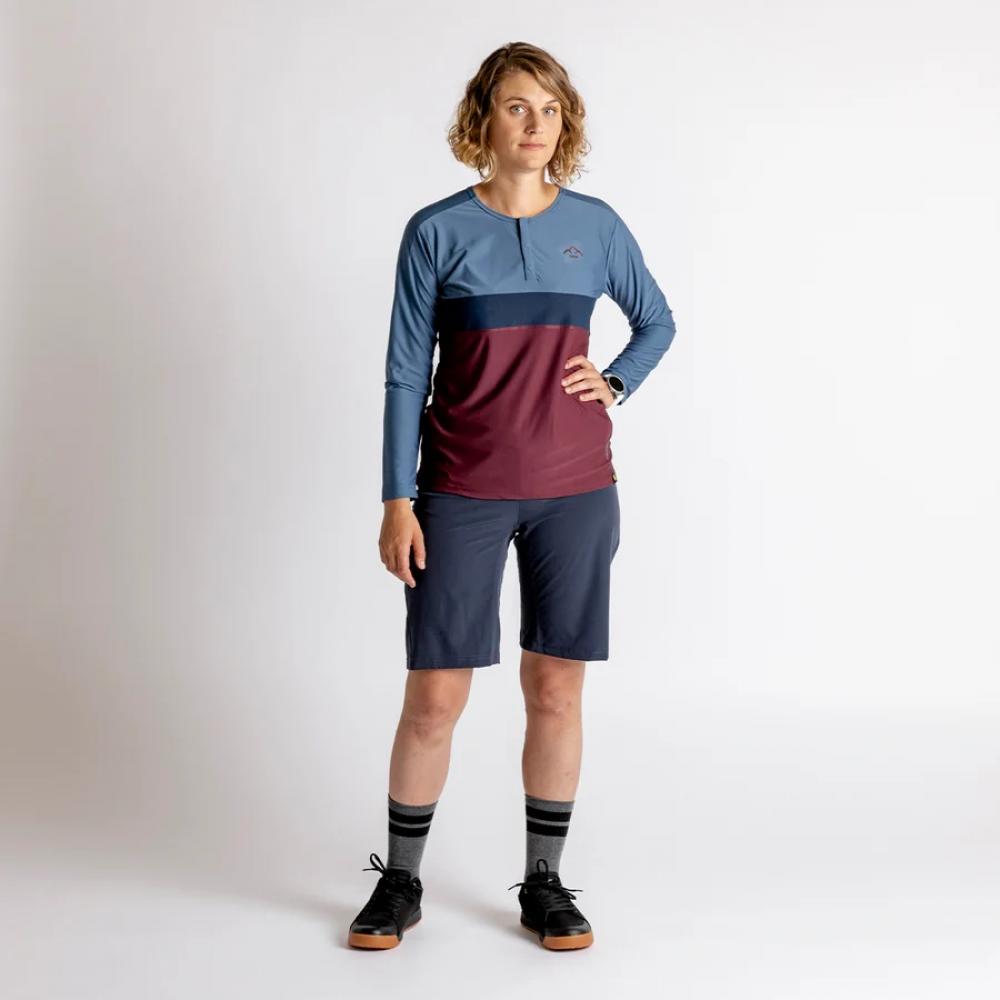 IXS Sports Division iXS Flow XTG Women's Long Sleeve Henley 36 Raisin/Marine - wetterfestes MTB-Funktionsshirt