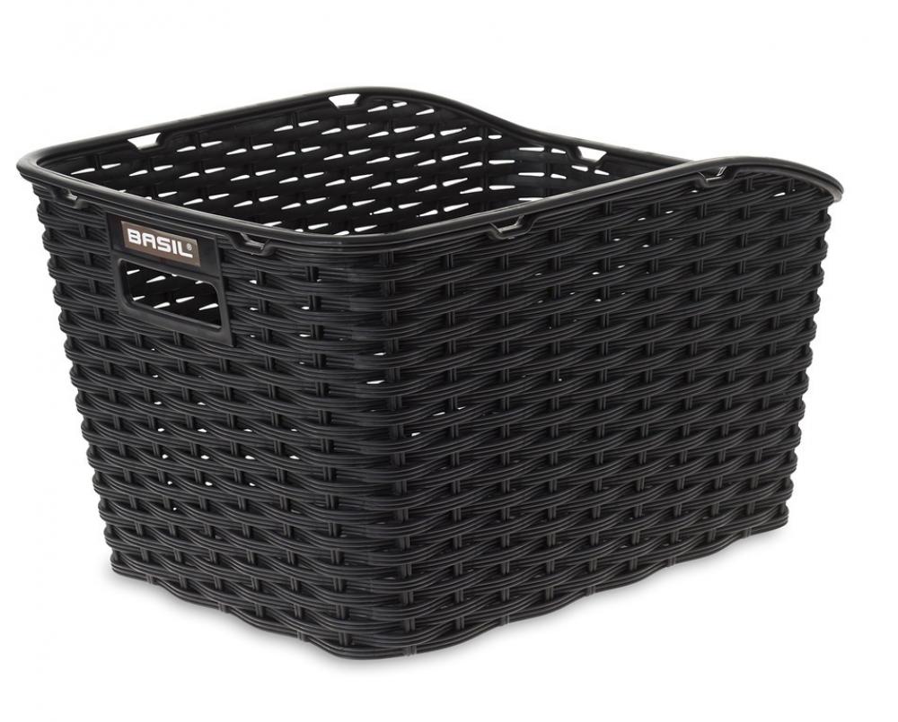 Basil Hinterradkorb Weave WP 42x32x25cm schwarz kunststoffgeflecht