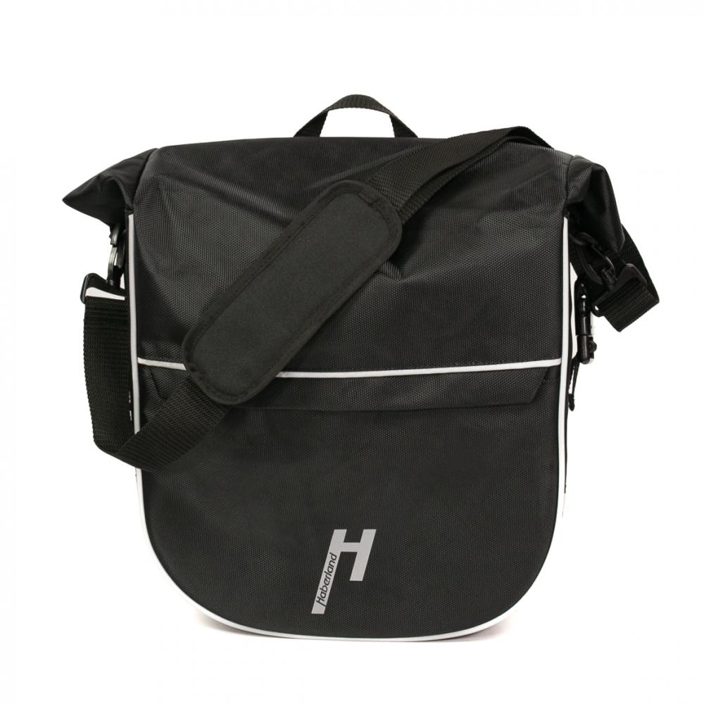 Haberland Frontträger-Tasche eMotion schwarz - stabile Lenkertasche mit Rollverschluss