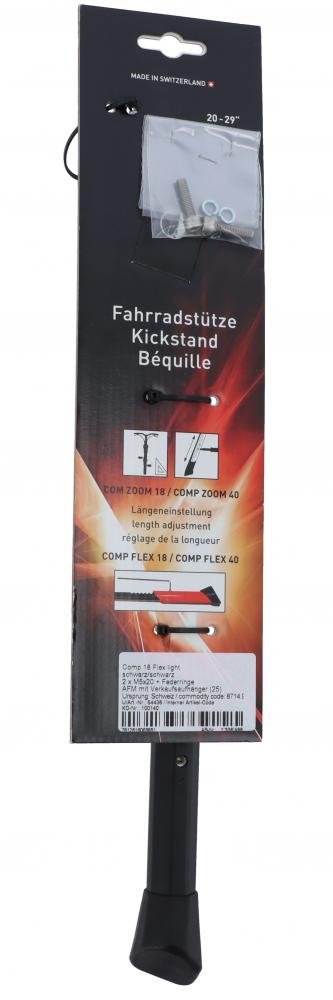 Pletscher Hinterbauständer Comp18 schwarz für 20-29 Zoll, 18mm Lochabstand, verstellbar, inklusive Schrauben.