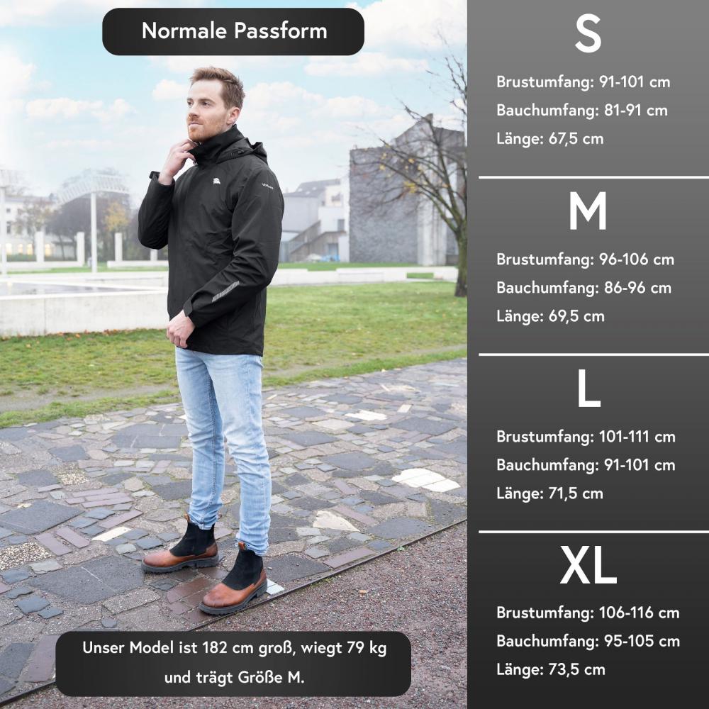 Valkental Jacke 3in1 Smart Jacket wasserdichte Jacke mit Fleece Zipp-In Herren L schwarz