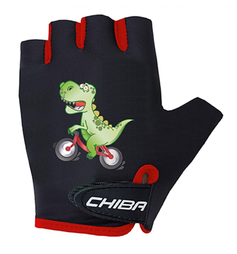 CHIBA Cool Kids - Kinder Fahrrad-Handschuhe S, Dinosaurie, atmungsaktiv, griffig, waschbar