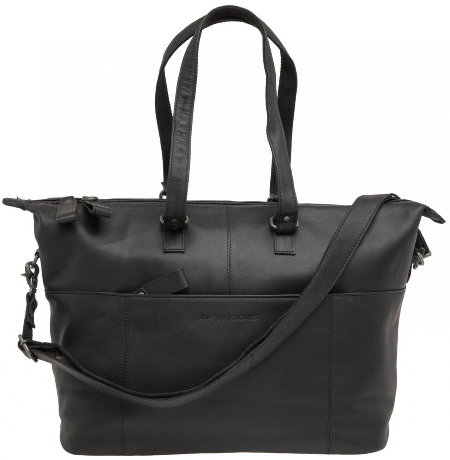 New Looxs Radtasche Verla Leather Black 15" Notebook Black - elegante Fahrrad-Schultertasche