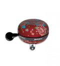 Basil Ding-Dong Fahrradklingel Bloom 80 mm - Scarlet Red mit Blumenmuster, lauter 2-Klang, SB-Karte