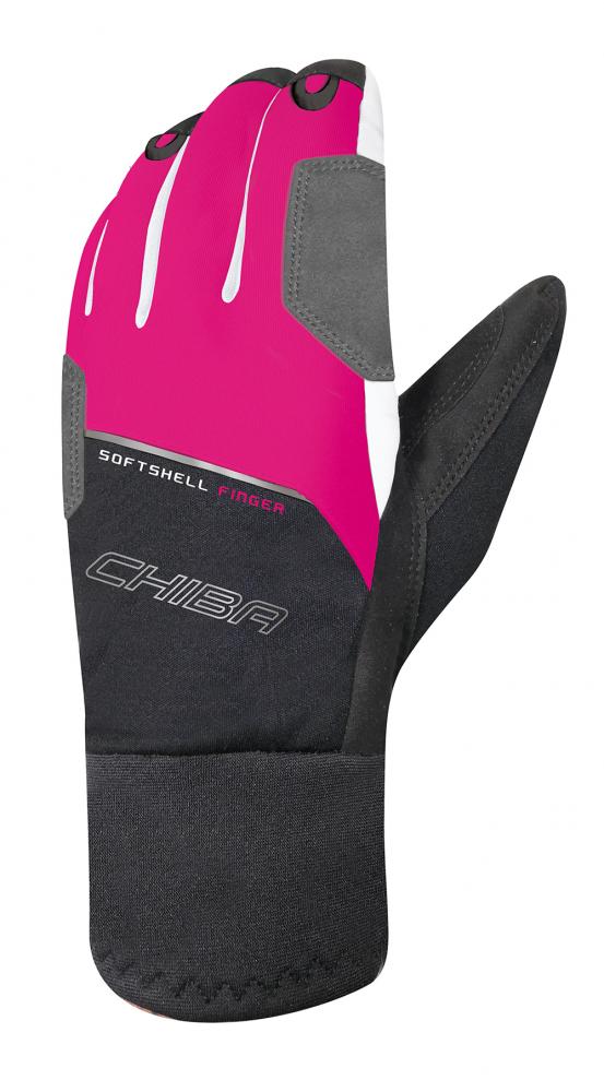 CHIBA Softshell Finger - Radhandschuhe pink/weiß, winddicht, atmungsaktiv, Größe 7,5