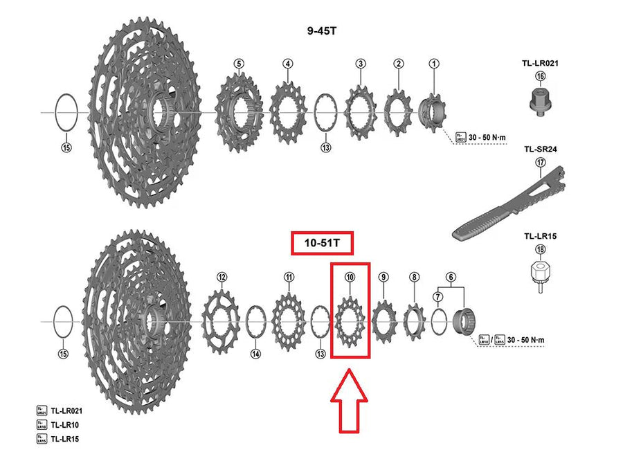 SHIMANO Ritzel für CS-M9200 14 Zähne - präzises Ersatzritzel für 10-51 Kassette