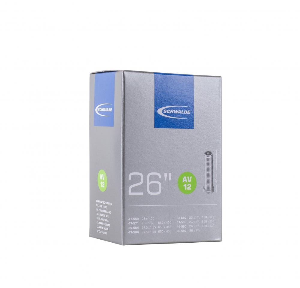 Schwalbe AV12 Fahrradschlauch 26 × 1 1/8-1.75" (30/47-559/597) - Auto-Ventil 40 mm"