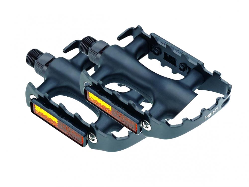 Point MTB-Pedale Kunststoff-Alu, CrMo-Achse, Kugellager, 9/16″, schwarz, 1 Paar