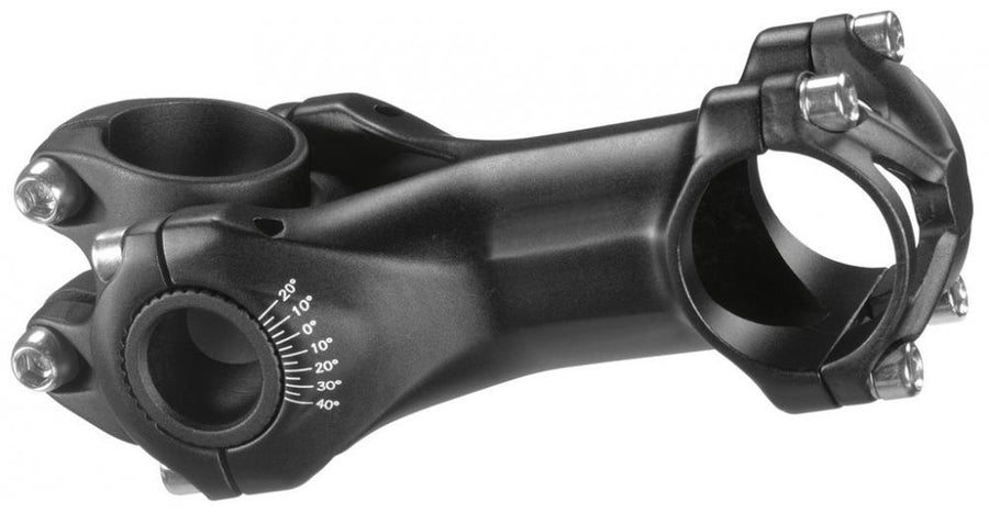 Schwarzer, winkelverstellbarer Ergotec Fahrradvorbau Swell RE 31.8mm 140mm.
