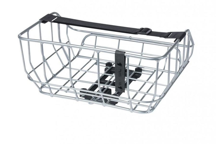 Basil Portland MIK Fahrradkorb Chrom - 43x36x22 cm - Gepäckträgerkorb mit MIK-System