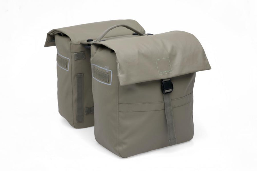 New Looxs Doppelpacktasche Leeds Double MIK 2.0 2x19L Taupe - geräumige City-Fahrradtasche