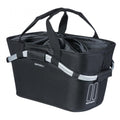 Schwarzer Basil Classic Carry All MIK 2.0 Gepäckträgerkorb, 22L, abnehmbar mit MIK-Adapterplatte.