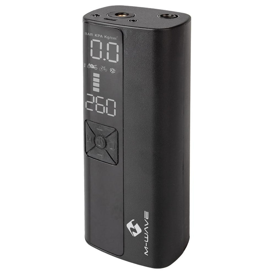 M-WAVE Elumatik Multiboost Akku-Minipumpe 10,3 bar, USB-C, digital, LED, für AV/DV/FV, 2000 mAh, inkl. Zubehör