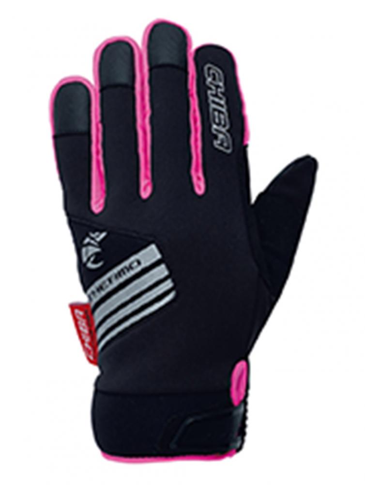 CHIBA Thermo X-Cross - wasserdichte Radhandschuhe, Größe 8, sz/neonpin