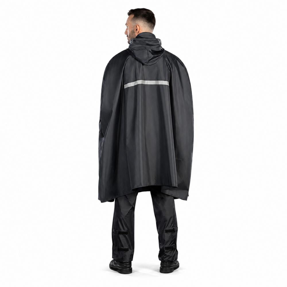 CHIBA Regenponcho - XL/XXL, schwarz, wasserdicht, reflektierend, Radsport
