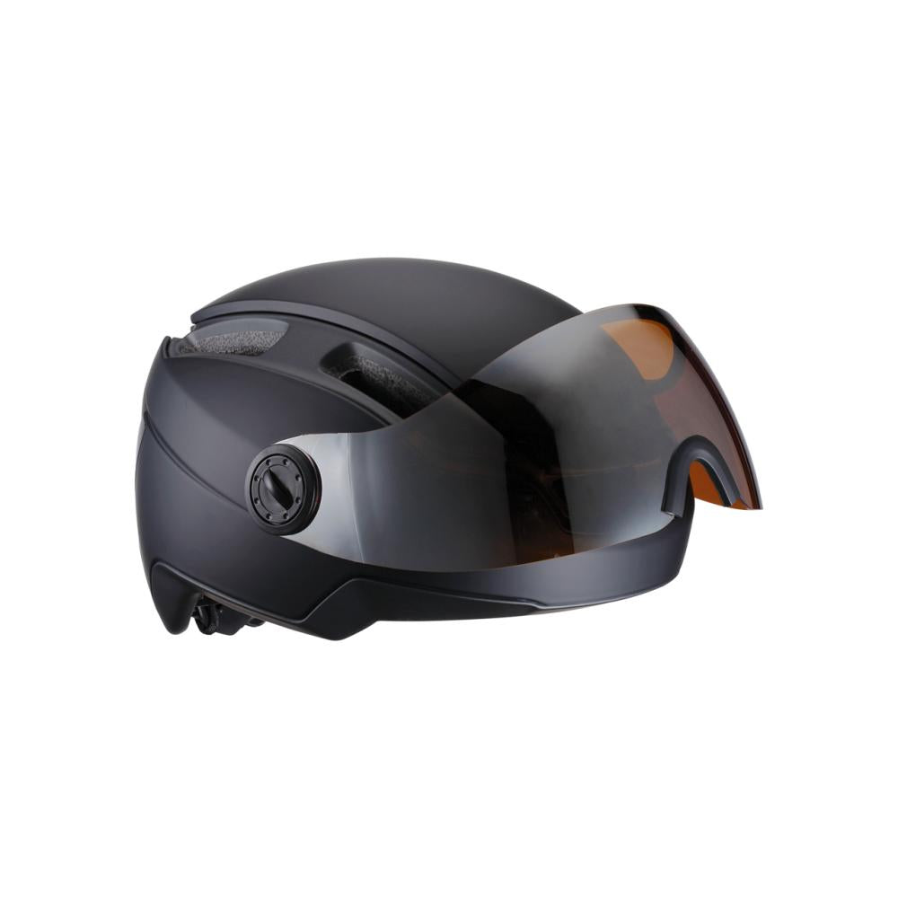 BBB Cycling Helm Indra Faceshield Smoke Mirror Lens M matt schwarz - sicherer E-Bike-Cityhelm