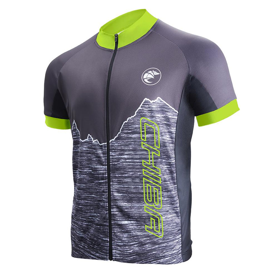 CHIBA Watzmann Shirt Herren - atmungsaktives Radtrikot, schwarz/apfelgrün, Größe M