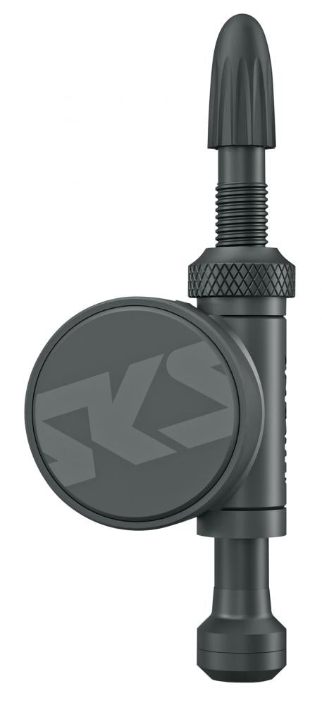 SKS Airspy TL Reifendruckkontrolle Set schwarz, Ventilanschluss SV Standard 60mm, Echtzeit-Drucküberwachung via Bluetooth/ANT+, ideal für Tubeless-Reifen