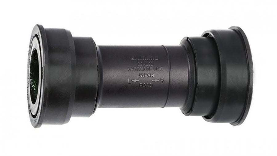 Shimano BB72 Press-Fit Innenlager, schwarz, für effiziente Kraftübertragung an modernen Fahrradrahmen.